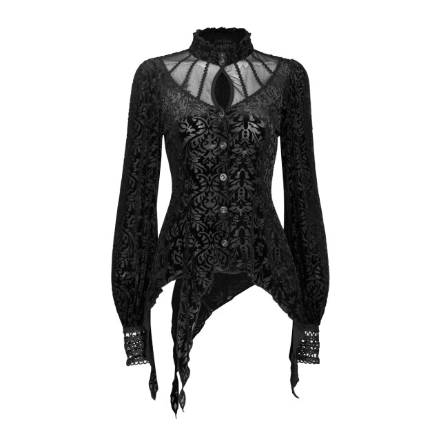 PUNK RAVE Zipfelbluse Grieving Beauty aus Burn-Out-Samt 4XL