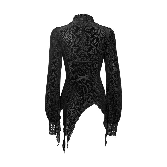 PUNK RAVE Zipfelbluse Grieving Beauty aus Burn-Out-Samt 4XL