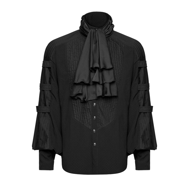 Victorian mens shirt Franklyn with pleated sleeves & shawl collar - size: L