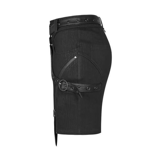 PUNK RAVE Stretch Mini Skirt Creepess with Strap Harness