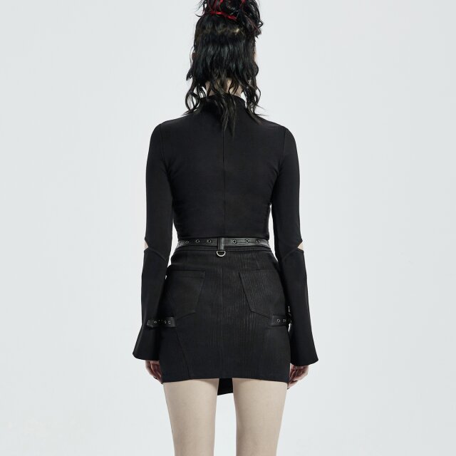 PUNK RAVE Stretch Mini Skirt Creepess with Strap Harness