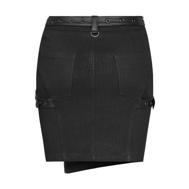 PUNK RAVE Stretch Mini Skirt Creepess with Strap Harness