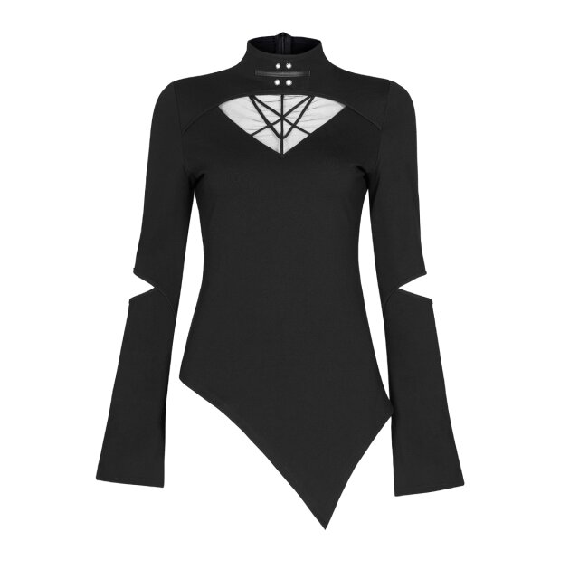 PUNK RAVE asymmetric long-sleeved shirt Spinebiting with cut-outs