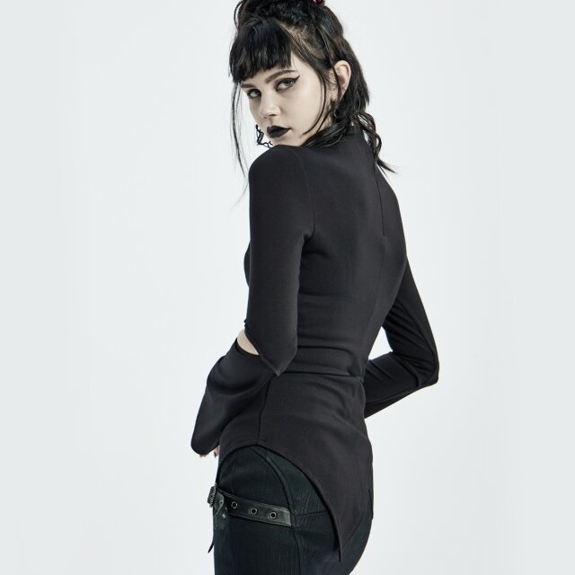 PUNK RAVE asymmetric long-sleeved shirt Spinebiting with cut-outs