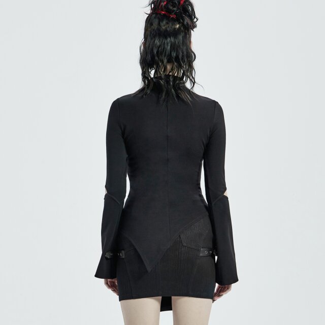 PUNK RAVE asymmetric long-sleeved shirt Spinebiting with cut-outs