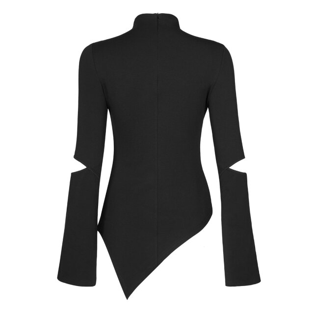 PUNK RAVE asymmetric long-sleeved shirt Spinebiting with cut-outs