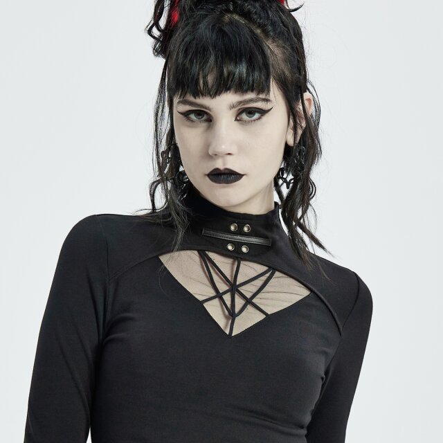PUNK RAVE asymmetrisches Langarm-Shirt Spinebiting mit Cut-Outs XL-XXL