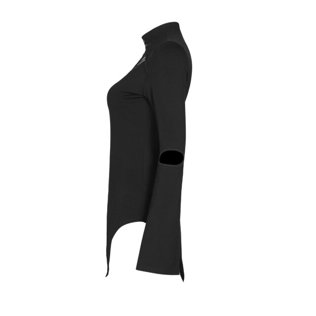 PUNK RAVE asymmetrisches Langarm-Shirt Spinebiting mit Cut-Outs XL-XXL