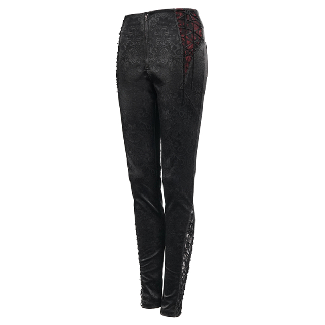 Illuminata Faux Leather Trousers with Red Shiny Insert