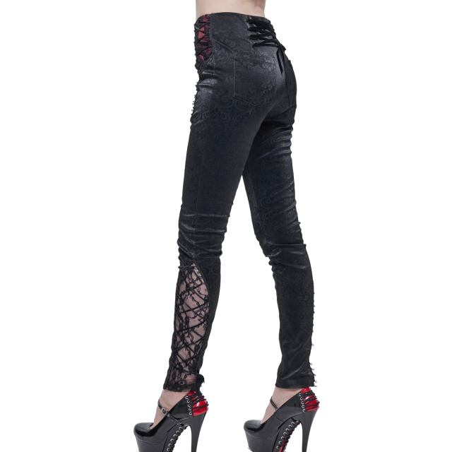 Illuminata Faux Leather Trousers with Red Shiny Insert