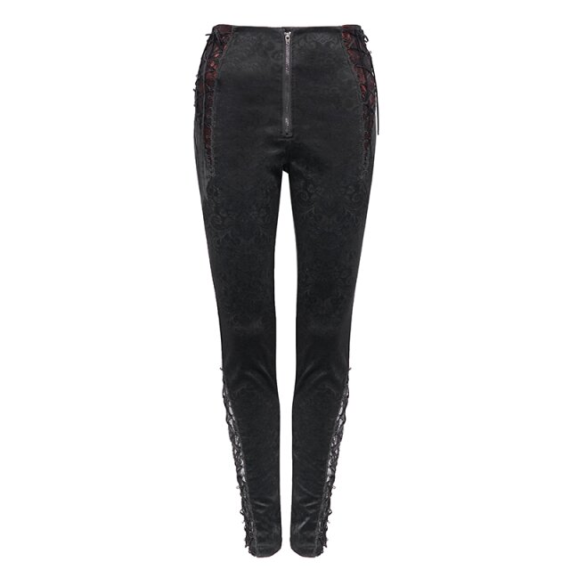 Kunstleder-Hose Illuminata mit rotem Glanz-Einsatz XS