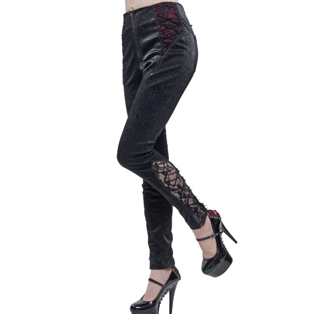Kunstleder-Hose Illuminata mit rotem Glanz-Einsatz XS