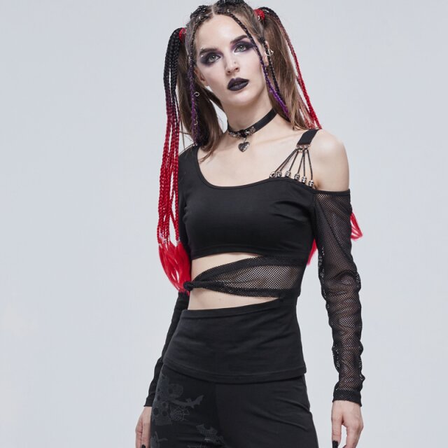 Langarm-Shirt Cranium mit Netz und Cut-Outs L
