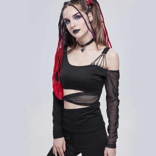 Langarm-Shirt Cranium mit Netz und Cut-Outs L