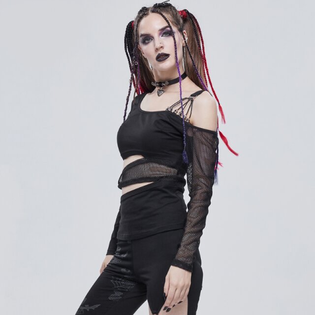 Langarm-Shirt Cranium mit Netz und Cut-Outs L