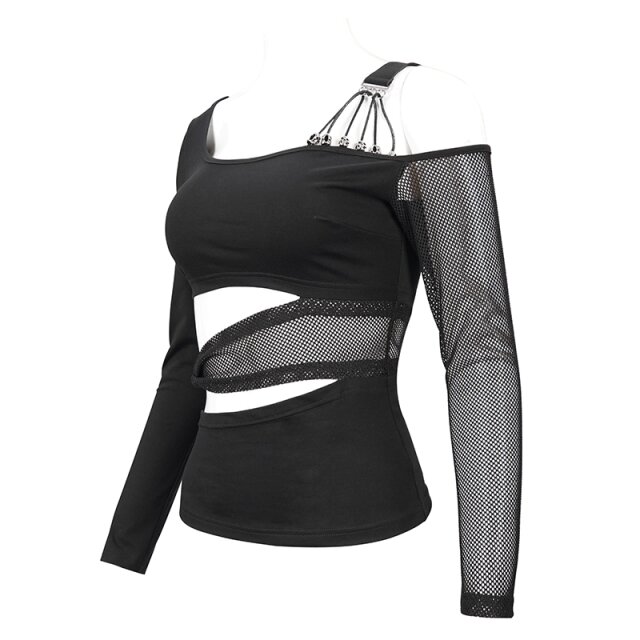 Langarm-Shirt Cranium mit Netz und Cut-Outs L