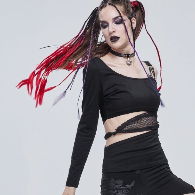 Langarm-Shirt Cranium mit Netz und Cut-Outs L