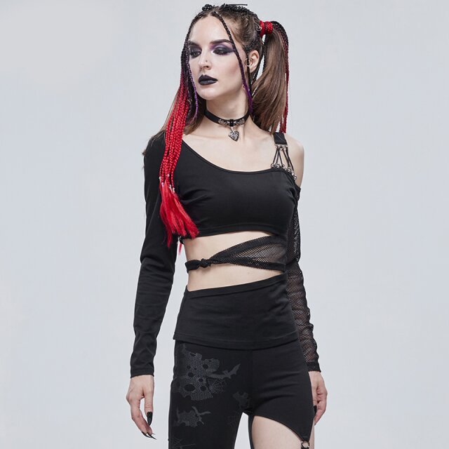 Langarm-Shirt Cranium mit Netz und Cut-Outs L