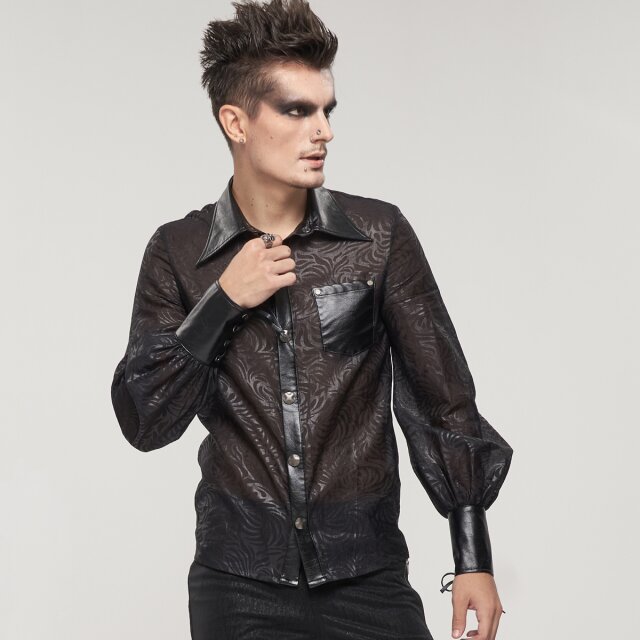 Semi-Sheer Organza Shirt Genesis with Faux Leather Details