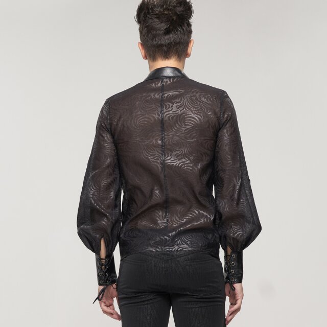 Semi-Sheer Organza Shirt Genesis with Faux Leather Details