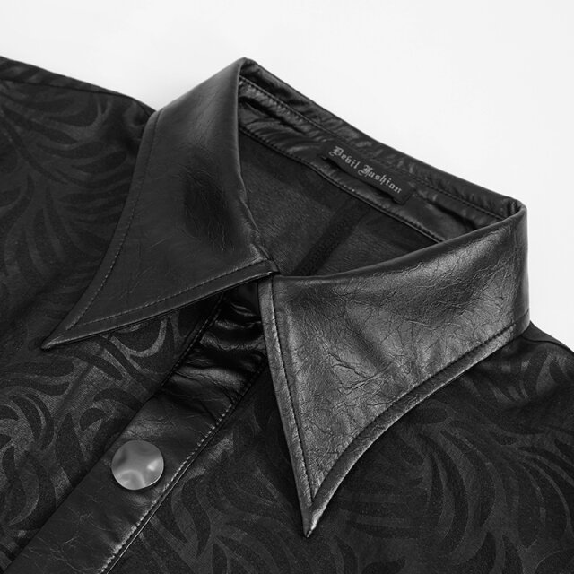 Semi-Sheer Organza Shirt Genesis with Faux Leather Details