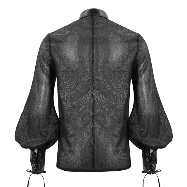 Semi-Sheer Organza Shirt Genesis with Faux Leather Details