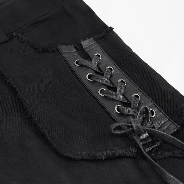 Black Punk Gothic Jeans Legends with Lacing and Straps