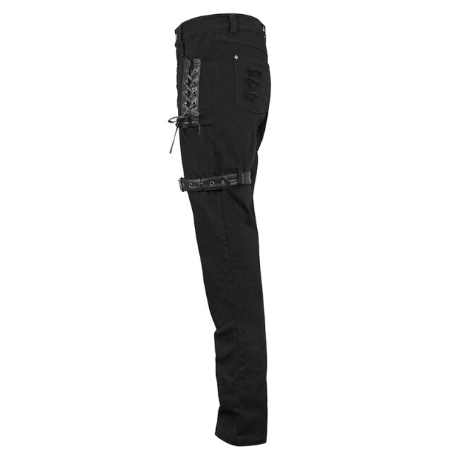 Black Punk Gothic Jeans Legends with Lacing and Straps