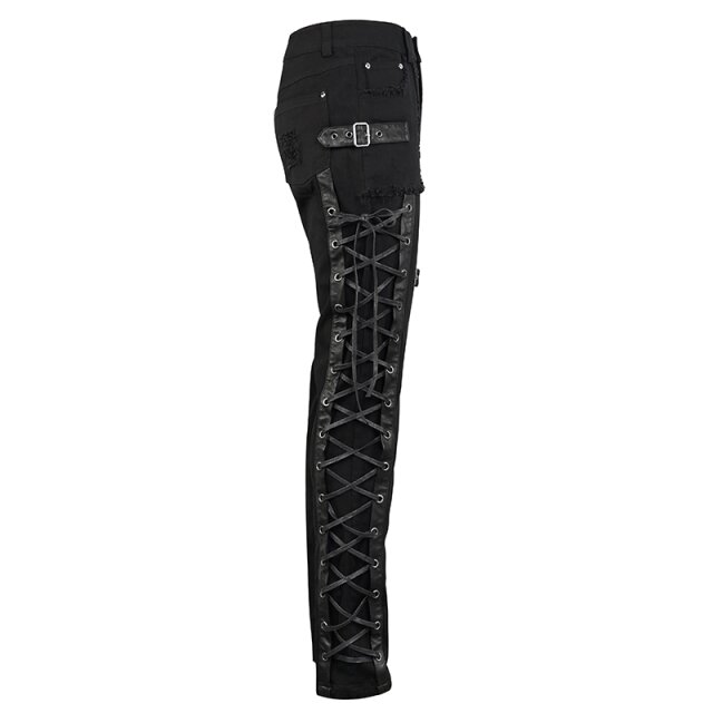 Black Punk Gothic Jeans Legends with Lacing and Straps