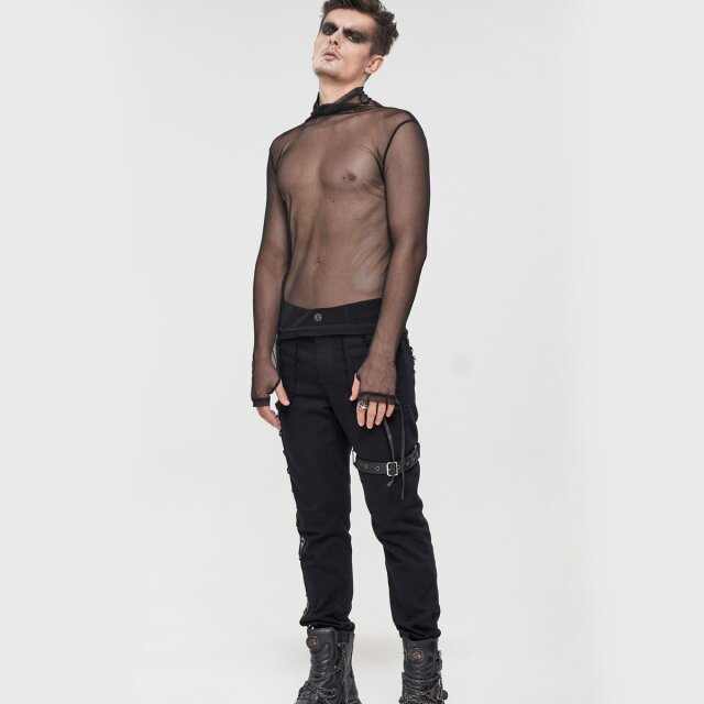 Black Punk Gothic Jeans Legends with Lacing and Straps