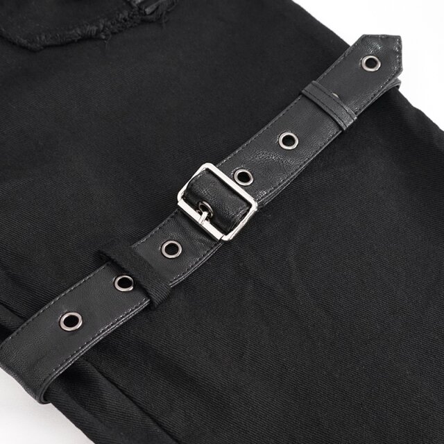 Black Punk Gothic Jeans Legends with Lacing and Straps