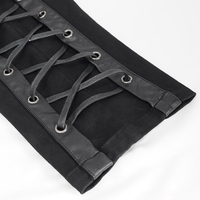 Black Punk Gothic Jeans Legends with Lacing and Straps