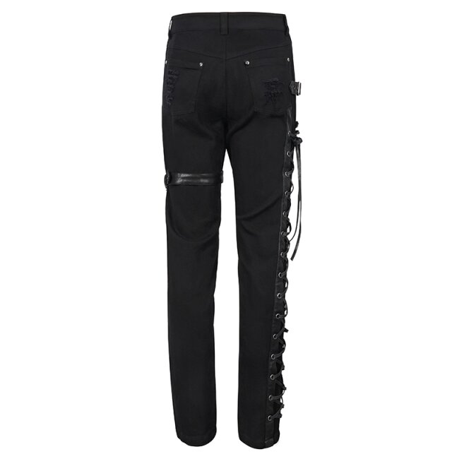Black Punk Gothic Jeans Legends with Lacing and Straps