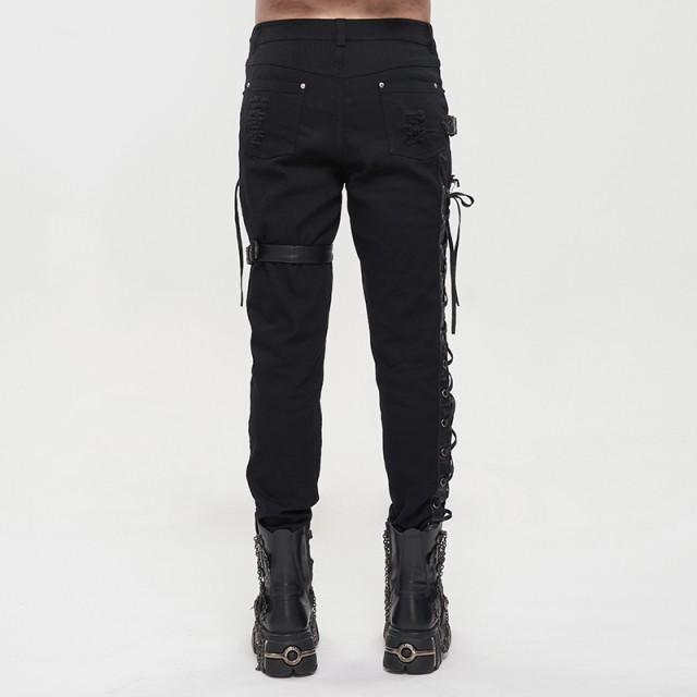 Black Punk Gothic Jeans Legends with Lacing and Straps