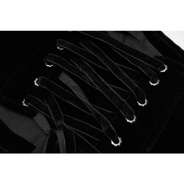 Korsagengürtel Priestess aus Samt mit Spitze schwarz-uni XS-S
