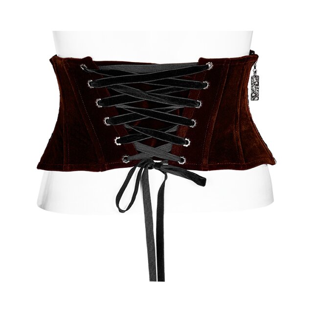 Corsage belt Priestess in velvet with lace red-black