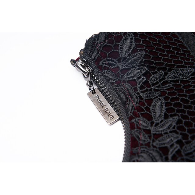 Corsage belt Priestess in velvet with lace red-black
