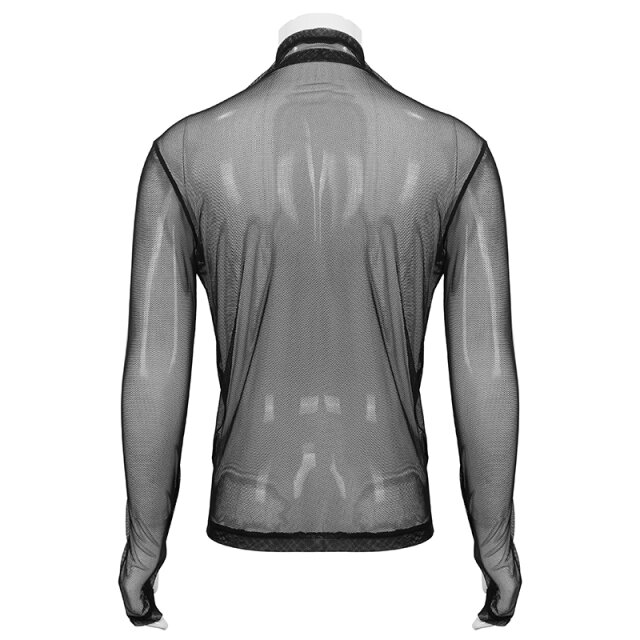 Transparent Mesh Long Sleeve with Turtle Neck