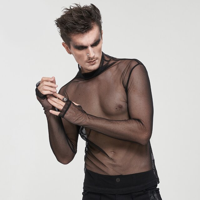 Transparent Mesh Long Sleeve with Turtle Neck