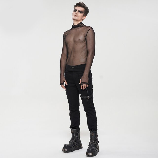 Transparent Mesh Long Sleeve with Turtle Neck