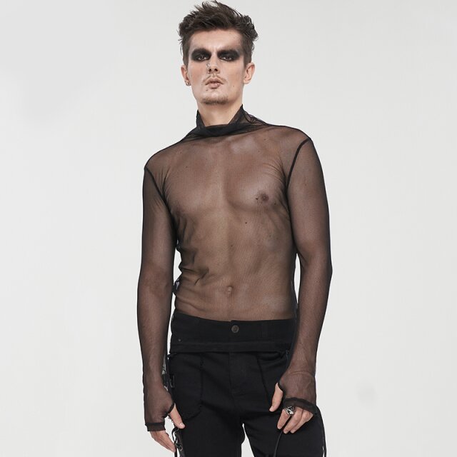 Transparent Mesh Long Sleeve with Turtle Neck