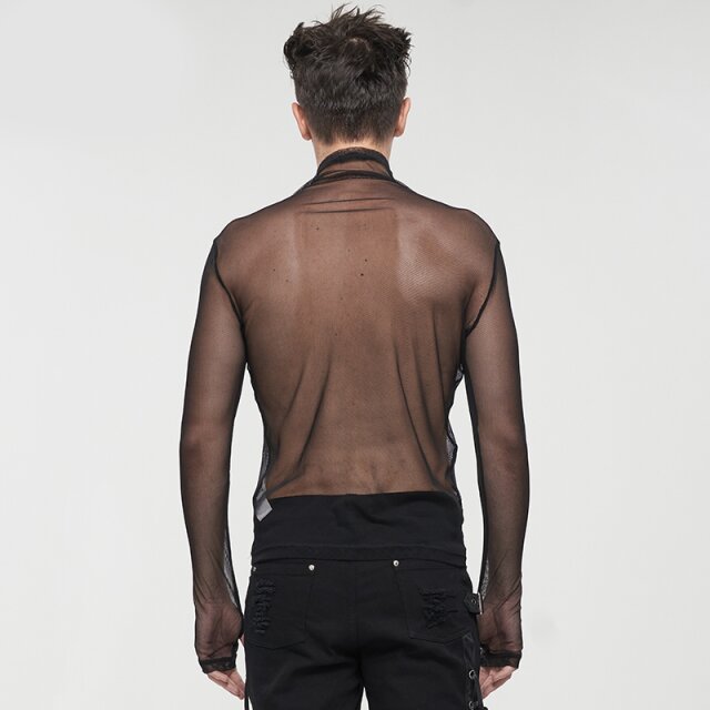 Transparent Mesh Long Sleeve with Turtle Neck