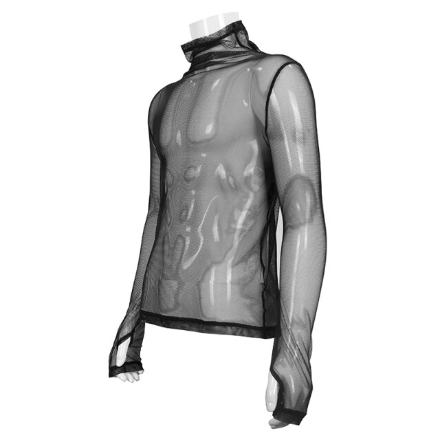 Transparent Mesh Long Sleeve with Turtle Neck