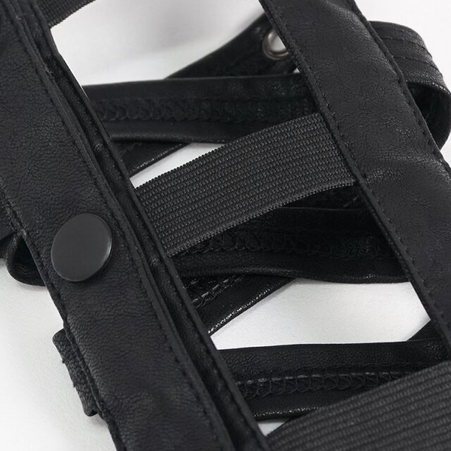 Armstulpen aus schwarzen Riemen mit Ösen 3XL-5XL