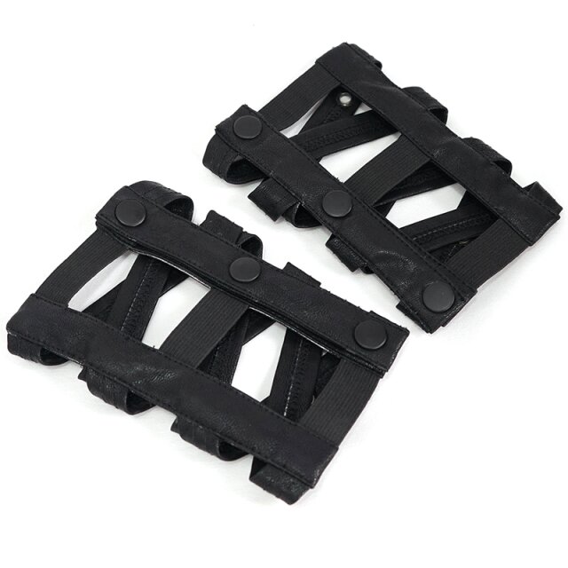 Armstulpen aus schwarzen Riemen mit Ösen 3XL-5XL