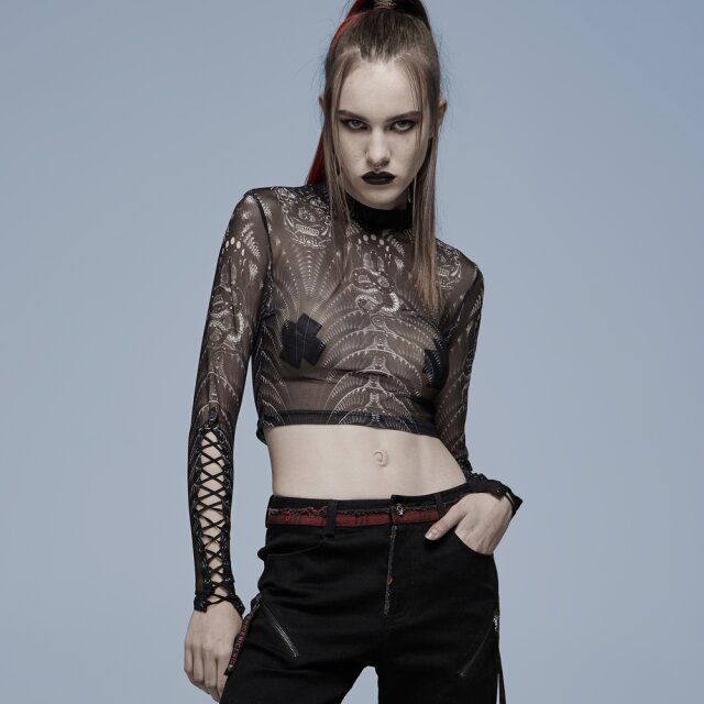 PUNK RAVE Gothic Shirt Irezumi with Print