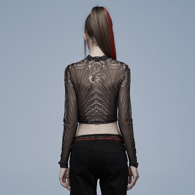 PUNK RAVE Gothic Shirt Irezumi with Print