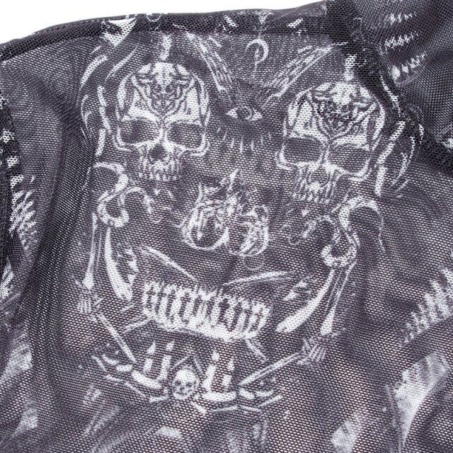 PUNK RAVE Gothic-Shirt Irezumi mit Print BK-WH (transparent) M