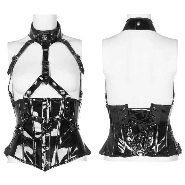 Vinyl Underbust Corset Doomsday with Harness and Collar
