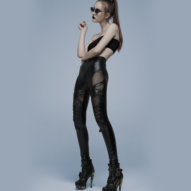 PUNK RAVE trousers Euphoria in leather-look with straps